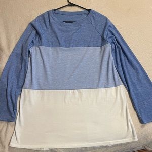 Blue and White Long Sleeve Shirt
